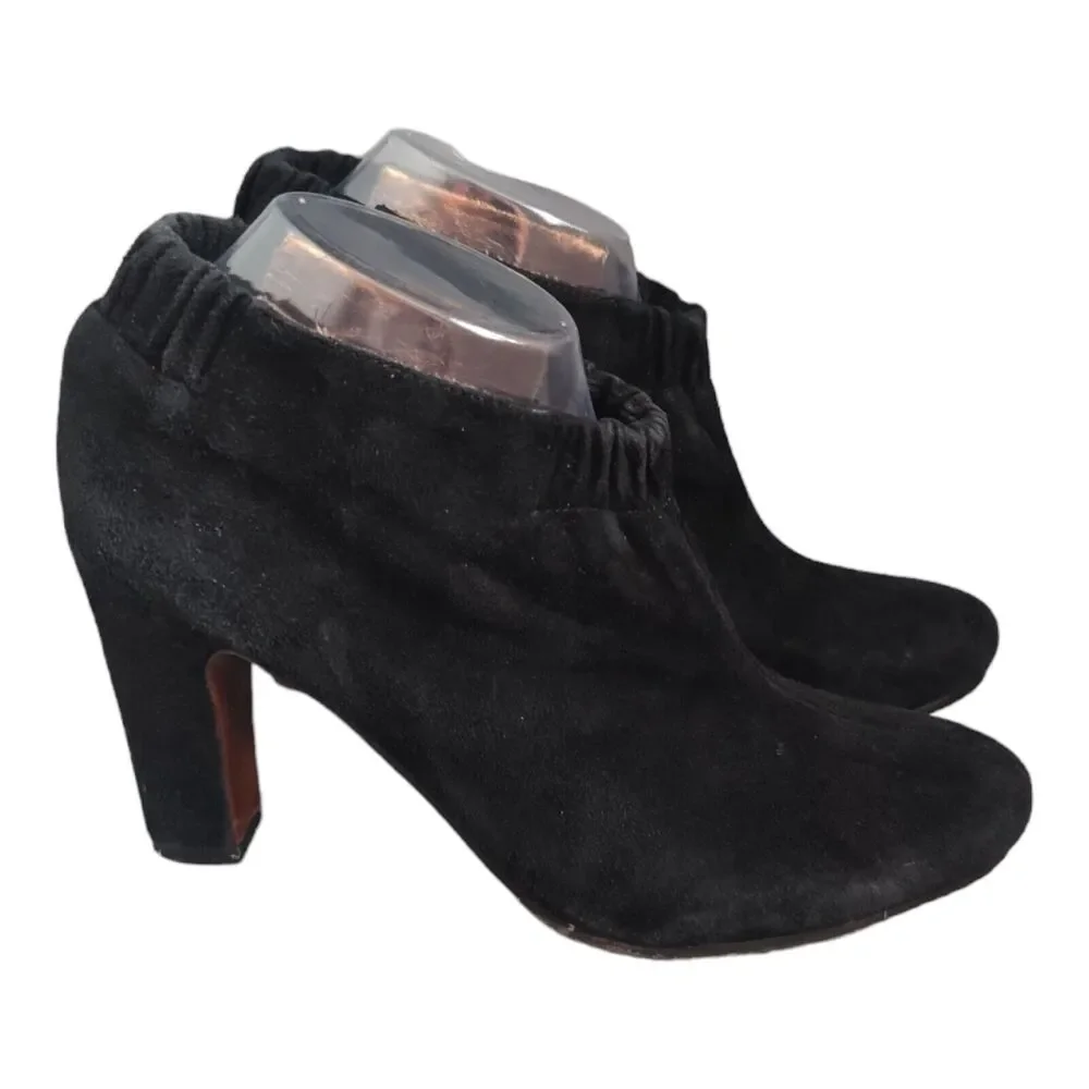 Sam Edelman women's black suede Leather ankle boots heel slip on size 9M